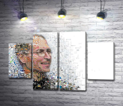 Модульная картина "Стив Джобс (Steve Jobs) из тысячей изображений гаджетов"