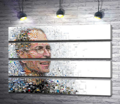 Модульна картина "Стів Джобс (Steve Jobs) з тисячей зображень гаджетів"