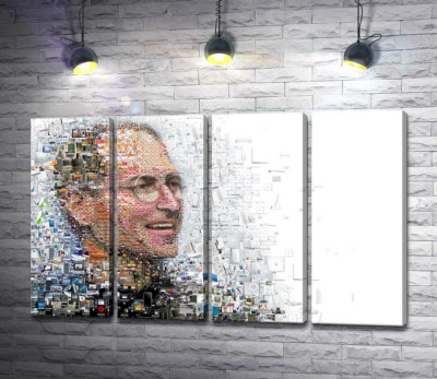 Модульная картина "Стив Джобс (Steve Jobs) из тысячей изображений гаджетов"