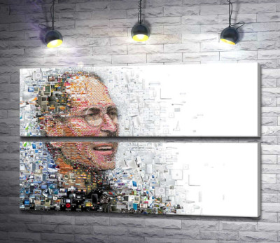 Модульна картина "Стів Джобс (Steve Jobs) з тисячей зображень гаджетів"