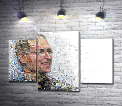 Модульная картина "Стив Джобс (Steve Jobs) из тысячей изображений гаджетов"