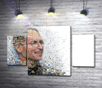 Модульна картина "Стів Джобс (Steve Jobs) з тисячей зображень гаджетів"