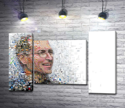 Модульна картина "Стів Джобс (Steve Jobs) з тисячей зображень гаджетів"
