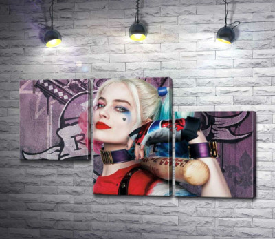 Модульная картина "Яркая Марго Робби (Margot Robbie) в образе провокативной Харли Квинн"
