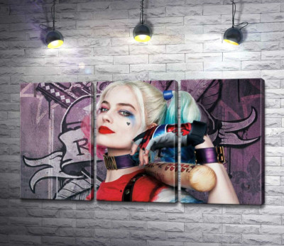 Модульная картина "Яркая Марго Робби (Margot Robbie) в образе провокативной Харли Квинн"
