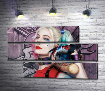 Модульная картина "Яркая Марго Робби (Margot Robbie) в образе провокативной Харли Квинн"