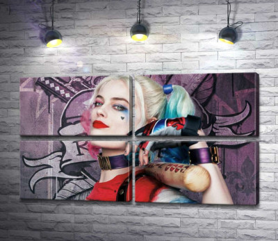 Модульная картина "Яркая Марго Робби (Margot Robbie) в образе провокативной Харли Квинн"