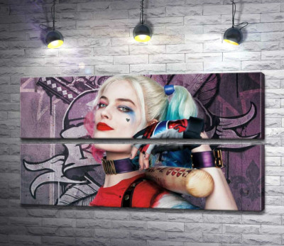 Модульная картина "Яркая Марго Робби (Margot Robbie) в образе провокативной Харли Квинн"