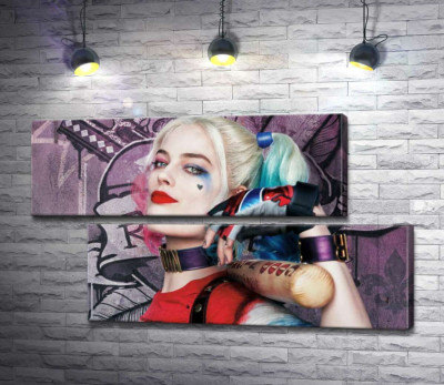 Модульная картина "Яркая Марго Робби (Margot Robbie) в образе провокативной Харли Квинн"
