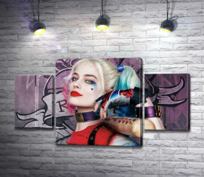 Модульная картина "Яркая Марго Робби (Margot Robbie) в образе провокативной Харли Квинн"