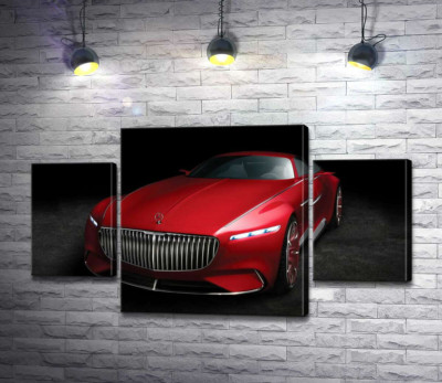 Модульная картина "Красная изысканность автомобиля Mercedes-Maybach Vision 6"