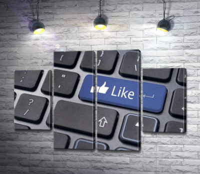 Синя кнопка "Like" на комп'ютерній клавіатурі