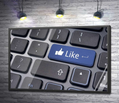 Постер "Синя кнопка "Like" на комп'ютерній клавіатурі"