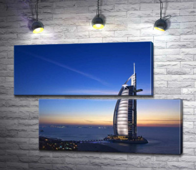 Модульна картина "Готель "Джумейра" (Jumeirah) у світлі вечірніх променів"