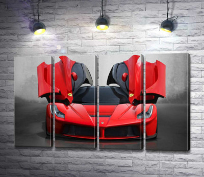 Модульная картина "Красный автомобиль лимитированной серии Ferrari LaFerrari"