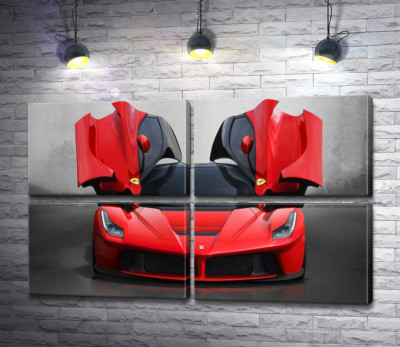 Модульна картина "Червоний автомобіль лімітованої серії Ferrari LaFerrari"