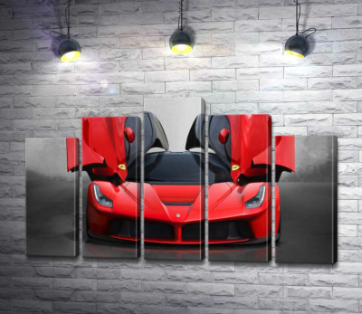 Модульна картина "Червоний автомобіль лімітованої серії Ferrari LaFerrari"