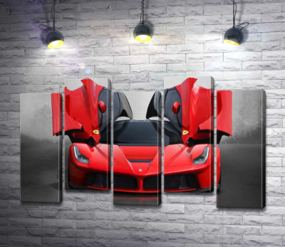 Модульна картина "Червоний автомобіль лімітованої серії Ferrari LaFerrari"