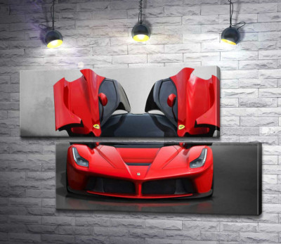 Модульна картина "Червоний автомобіль лімітованої серії Ferrari LaFerrari"