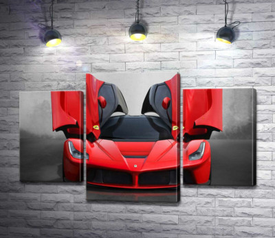 Модульна картина "Червоний автомобіль лімітованої серії Ferrari LaFerrari"