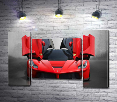 Модульна картина "Червоний автомобіль лімітованої серії Ferrari LaFerrari"