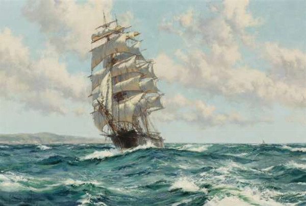 Корабль клипер у берегов Северной Америки (Clipper Ship North America) – Монтегю Доусон (Montague Dawson)