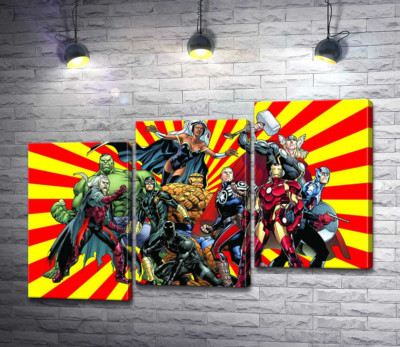 Модульна картина "Супергерої всесвіту коміксів "Marvel""