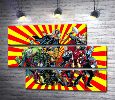 Модульная картина "Супергерои вселенной комиксов "Marvel""
