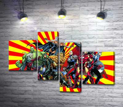 Модульна картина "Супергерої всесвіту коміксів "Marvel""