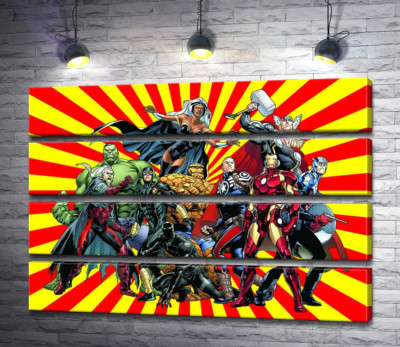 Модульна картина "Супергерої всесвіту коміксів "Marvel""