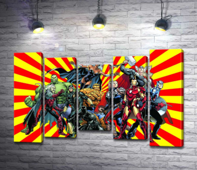 Модульная картина "Супергерои вселенной комиксов "Marvel""
