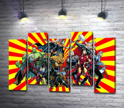 Модульная картина "Супергерои вселенной комиксов "Marvel""