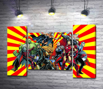 Модульная картина "Супергерои вселенной комиксов "Marvel""