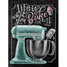 Кухонный комбайн и мотивационная фраза "Life is what you bake it"