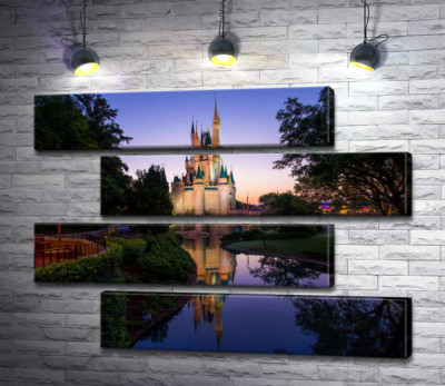Модульная картина "Волшебный вечер у сказочного замка Disney"