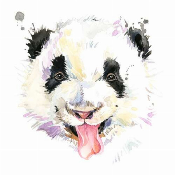 Веселая панда показывает язык