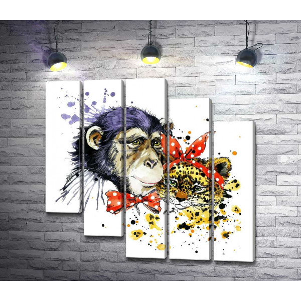 Галантная обезьяна с милым ягуаром