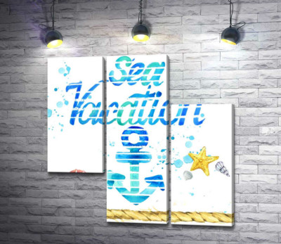 Напис "Sea vacation" з блакитним якорем