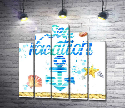 Напис "Sea vacation" з блакитним якорем