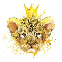 Львенок с золотой короной на голове