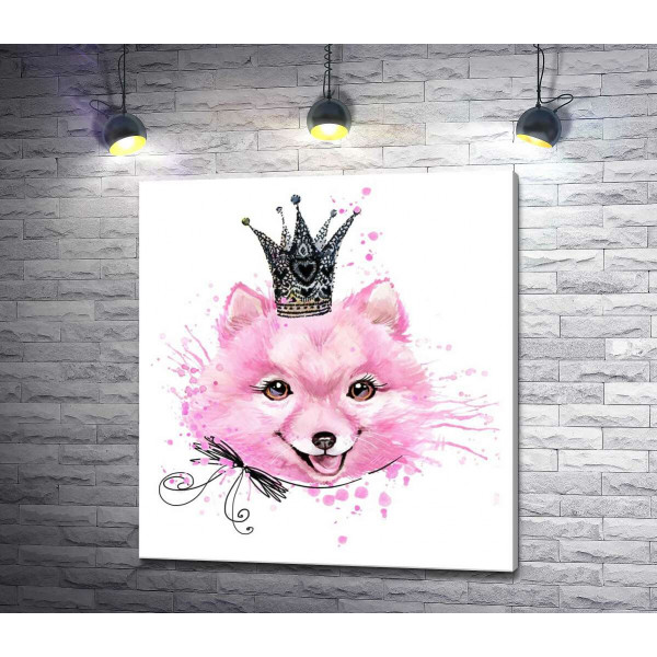 Розовая собака в ажурной короне