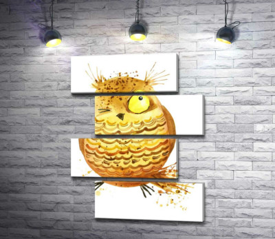Сова піддивляється одним оком