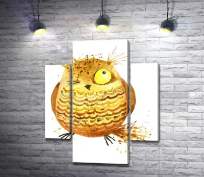 Модульна картина "Сова піддивляється одним оком"