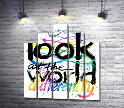 Веселковий напис "look at the world differently"