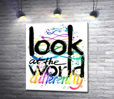 Веселковий напис "look at the world differently"