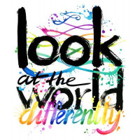 Радужная надпись "look at the world differently"