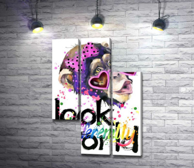 Модульная картина "Романтичная обезьяна в очках и надпись "look at the world differently""