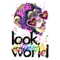 Романтична мавпа в окулярах та напис "look at the world differently"