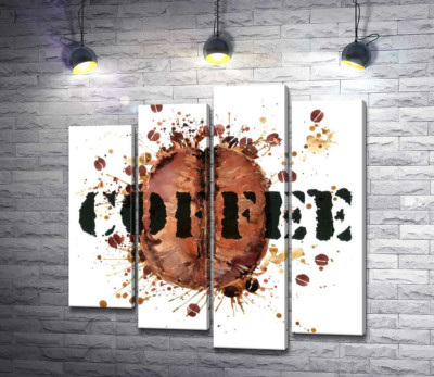 Надпись "coffee" на фоне кофейного зерна