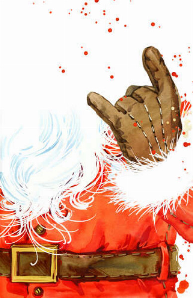 Санта-Клаус показывает рокерский жест